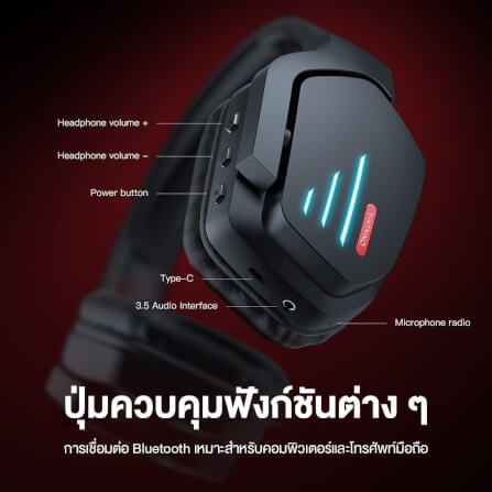 หูฟังเกมมิ่งไร้สาย Onikuma B60 - สีดำ_5